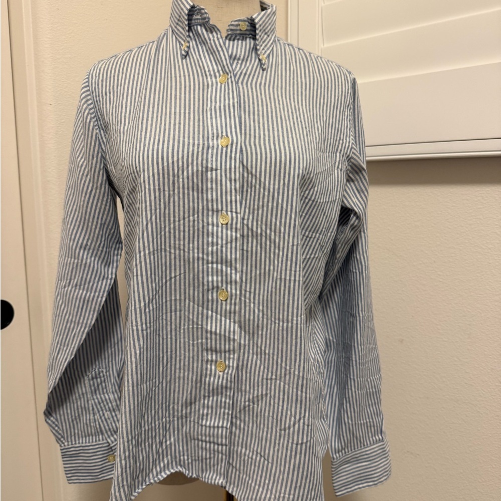 Vintage Classic L.L. Bean Navy and White Striped Button down
